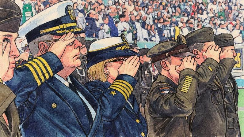 Comunidade da liga de futebol americano homenageia militares no Dia dos Veteranos