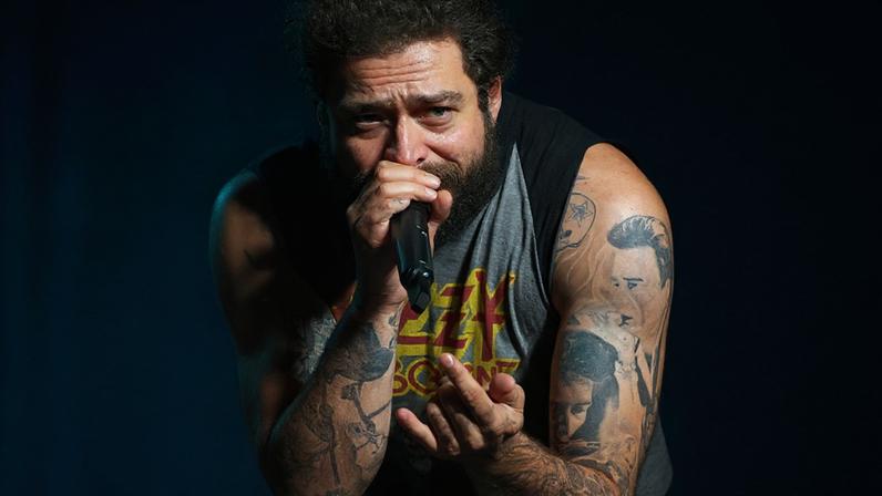 Post Malone performs on The Big Ass World Tour at Tottenham Hotspur Stadium on September 20, 2025 in London, England.