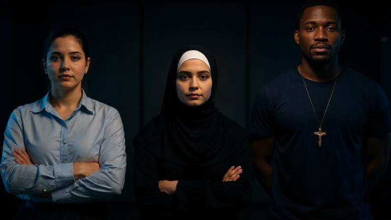 Saia longa, véu Hijab, cordão com crucifixo. Não importa a vestimenta, nem o acessório. A discriminação religiosa no ambiente de trabalho é cada vez mais comum. Foto: Reprodução