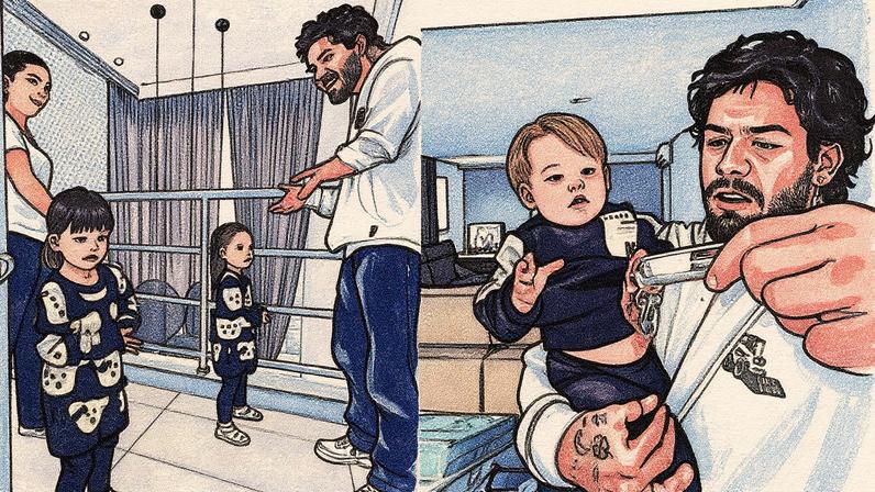 Zé Felipe reencontra os filhos após viagem deles a Madri com Virginia — Foto: Reprodução/ Instagram