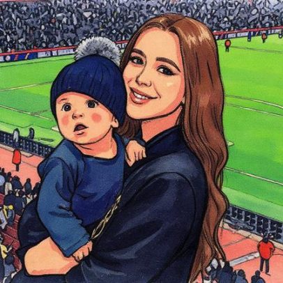 Amanda Araújo comemora cinco meses do filho Richarlison Júnior em jogo da seleção