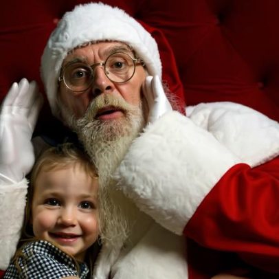 Vicky Justus visita Papai Noel e faz pedido de Natal inusitado