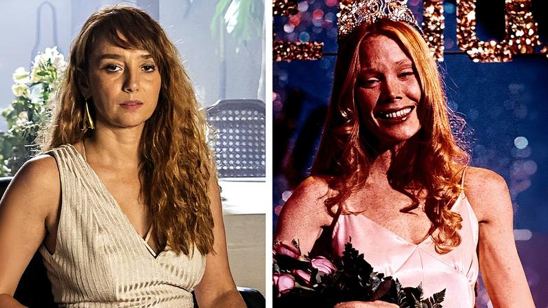 Cássia (Simone Spoladore), em 'Reencarne' (Globoplay, 2025); Carrie White (Sissy Spacek), no filme 'Carrie, a Estranha' (1976) — Foto: João Miguel Junior/TV Globo e Divulgação