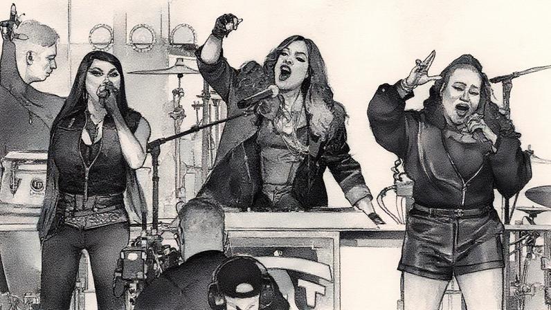 Sandra "Pepa" Denton, DJ Spinderella, and Cheryl James during the 2025 Rock & Roll Hall of Fame Induction Ceremony