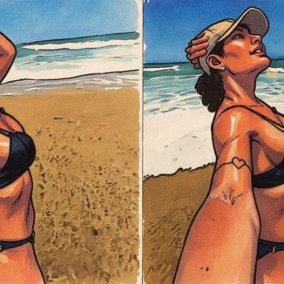 Scheila Carvalho exibe treino de biquíni em dia de praia