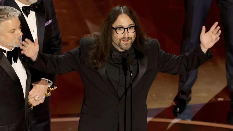 Sean Lennon accepts the Best Animated Short Film award for "War Is Over! Inspired by the Music of John and Yoko" at the 96th Annual Academy Awards in 2024.