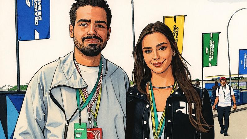João Silva surge ao lado da nova namorada em Interlagos, um dia após assumir romance — Foto: Brazil News