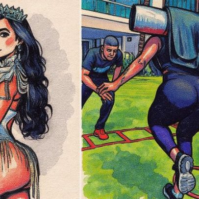 Kamila Simioni treina com aparelho nas costas em preparação para a folia