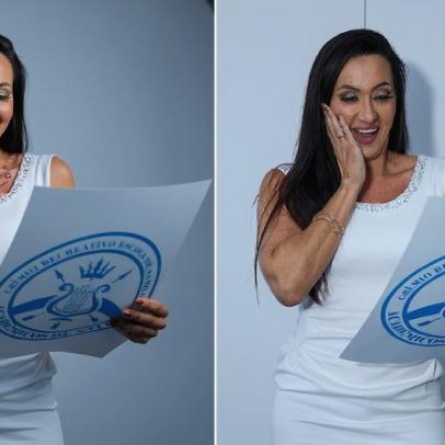 Vanessa Rangeli vê fantasia de rainha de bateria em prévia do Grupo Especial
