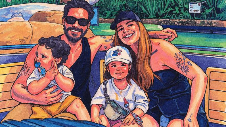 Viih Tube e Eliezer curtem parque aquático com os filhos — Foto: Reprodução/Instagram