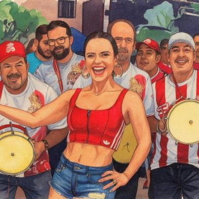 Viviane Araujo participa de ensaio do Salgueiro após confirmação em Três Graças