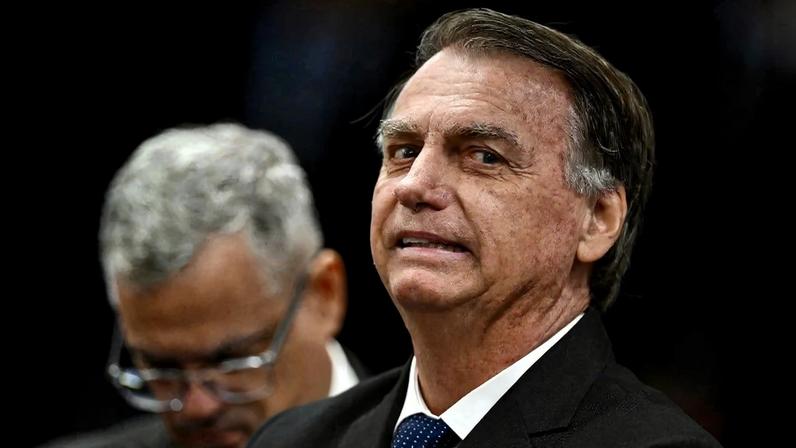 Jair Bolsonaro participa do 2º dia de interrogatório da trama golpista no STF. Foto: EVARISTO SA / AFP