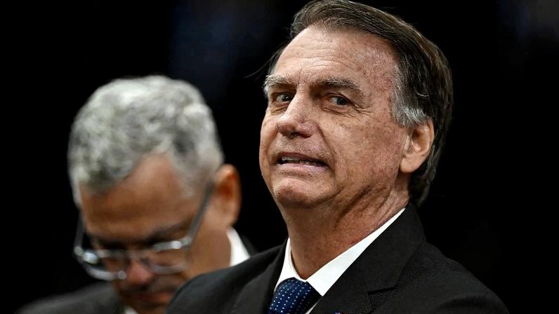 Jair Bolsonaro participa do 2º dia de interrogatório da trama golpista no STF. Foto: EVARISTO SA / AFP
