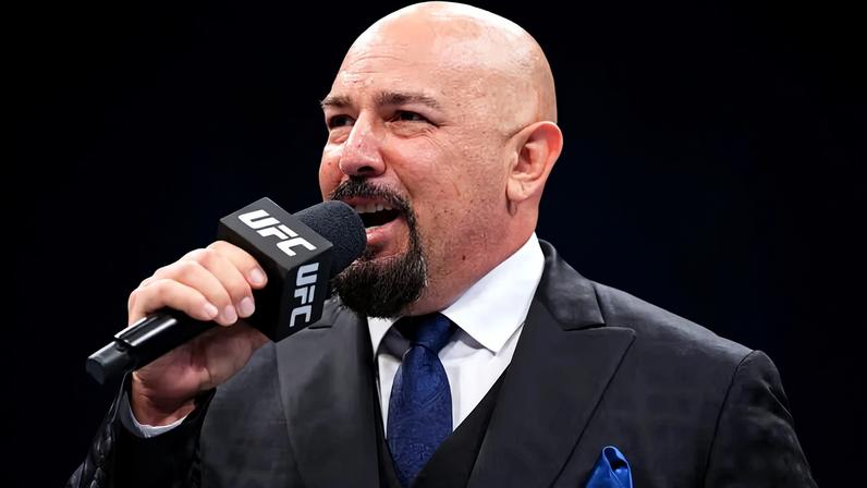 UFC Octagon announcer Joe Martinez introduces a fight