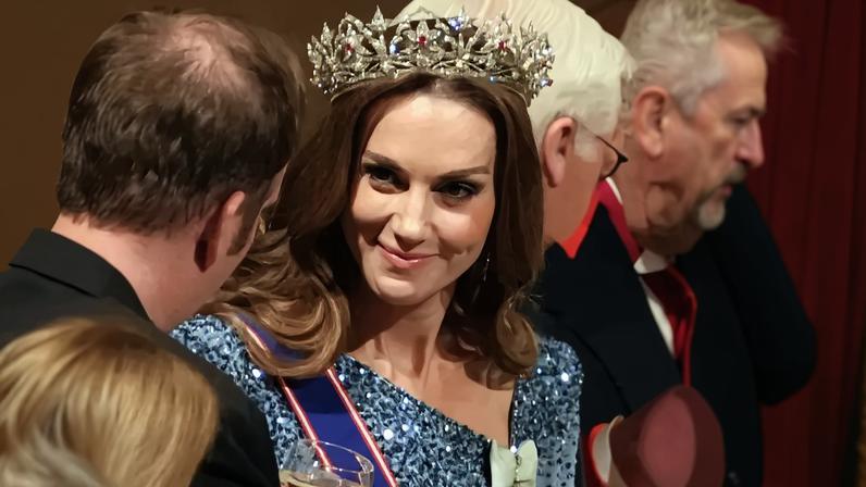 Princess Kate Middleton made her debut at the Windsor Castle state banquet in the biggest tiara she's ever worn. POOL/AFP via Getty Images