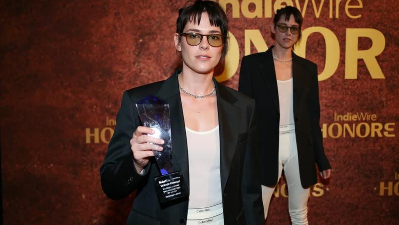 Kristen Stewart wore a sheer long underwear look to the IndieWire Honors Winter Film Awards. IndieWire via Getty Images