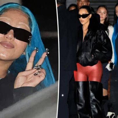North West exibe sobrancelhas descoloridas em saída com Kim Kardashian