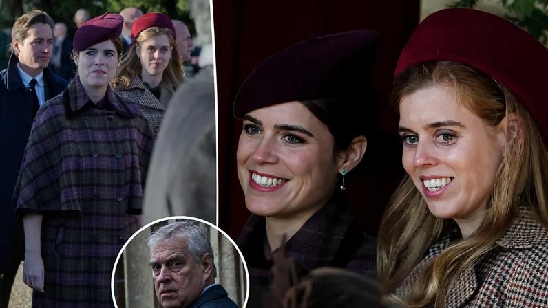 Princesses Beatrice and Eugenie joined the royal family for Christmas services on Thursday.