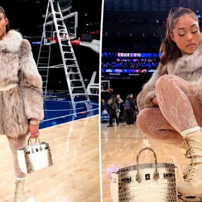 Jordyn Woods noiva usa botas de patinação de US$3.190 e Birkin Himalaya no Knicks