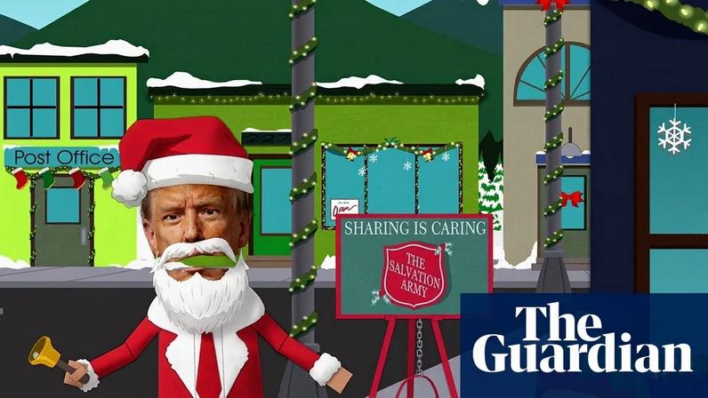 Goin’ down to South Park … Trump and JD Vance head to the town in festive dress in the South Park season 28 finale. Photograph: Paramount
