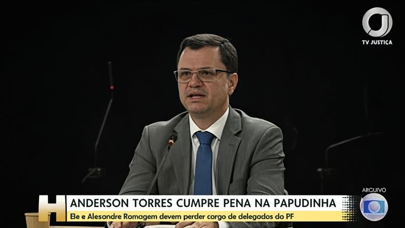 1 de 1 Anderson Torres durante segundo dia de interrogatórios no núcleo crucial da trama golpista na Primeira Turma do STF — Foto: Evaristo Sá/AFP