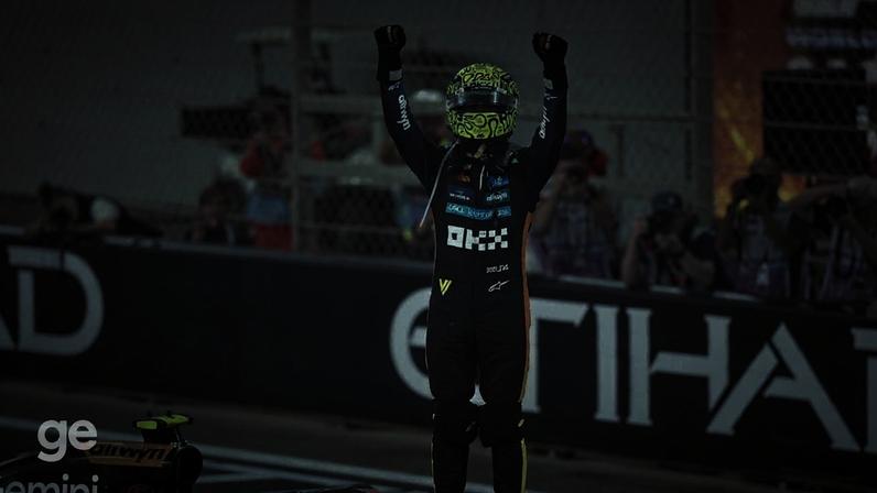 Lewis Hamilton e Lando Norris no GP do Catar da F1 2025, prova que antecipou a decisão do título em Abu Dhabi — Foto: Mark Sutton - Formula 1/Formula 1 via Getty Images