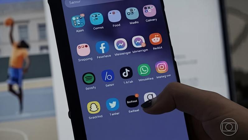 1 de 1 Jovem usa o celular em Sidney, na Austrália; país aprovou lei que proíbe acesso de menores de 16 anos às redes sociais — Foto: Hollie Adams/Reuters