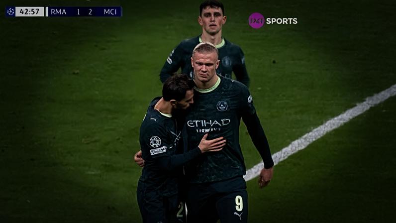 Rodrygo comemora gol do Real Madrid contra o Manchester City — Foto: Getty Images