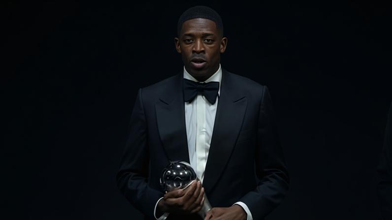 1 de 1 Ousmane Dembélé com o Prêmio The Best de melhor jogador do mundo em 2025 — Foto: Getty Images