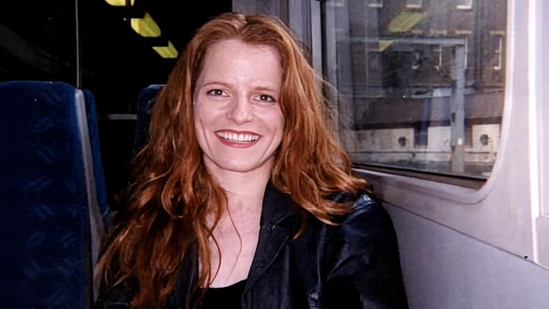 ‘A huge metal object had crashed through the window behind us’ … Anna Woodford on a train around the time of the crash.