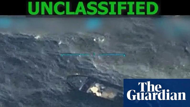 A social media post by Donald Trump shows a boat carrying alleged drug traffickers in the Caribbean in September.