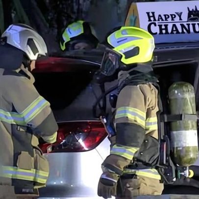 Carro com placa 'Feliz Chanucá' incendiado em ataque antissemita em Melbourne