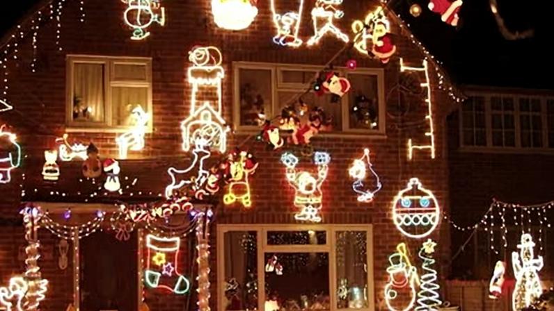 UK households spent an estimated £1.7bn on Christmas lights last year. Photograph: Rex Features
