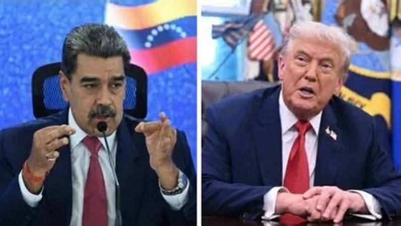 A passagem de caças dos EUA por uma região controlada pela Venezuela gera nova tensão entre Maduro e Trump. Fotos: Federico PARRA / AFP e SAUL LOEB / AFP