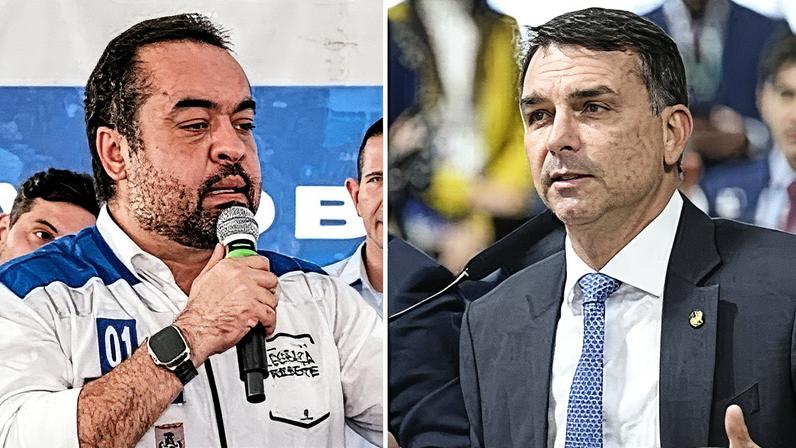 Flávio Bolsonaro e Cláudio Castro. Fotos: Divulgação/GOVRJ e Andressa Anholete/Agência Senado