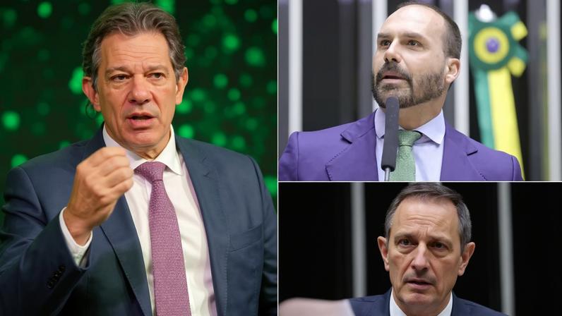 Paraná Pesquisas testa dois cenários para o Senado por SP. Haddad e Eduardo são os mais citados no primeiro; Alckmin e Derrite aparecem como os favoritos no segundo.