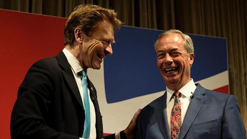 The Reform UK deputy leader, Richard Tice, left, with Nigel Farage, said ‘these people have a political axe to grind’. Photograph: James Manning/PA