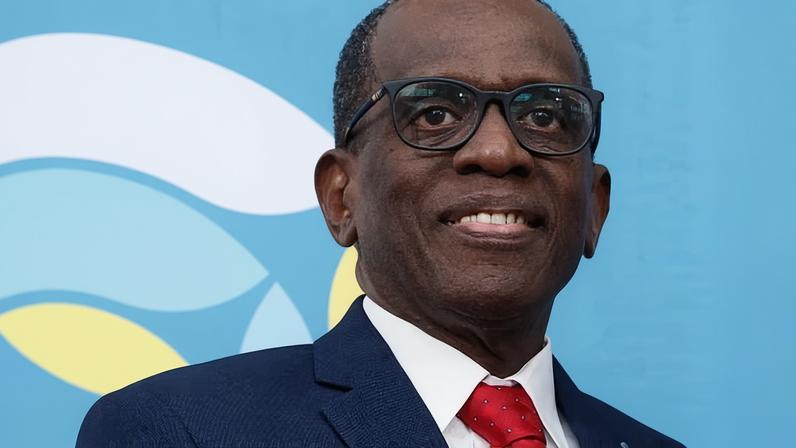 Philip Pierre, St Lucia's prime minister, attends Caricom summit in Ontario, Canada 18 October 2023. Photograph: Blair Gable/Reuters