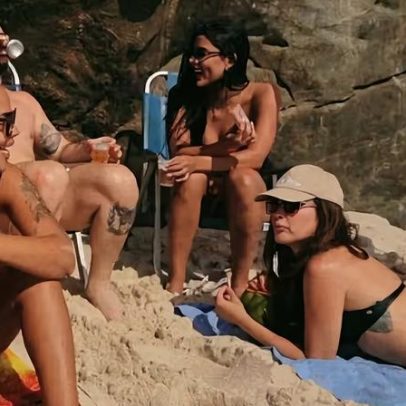 Juliette curte praia no Rio com o noivo, Giovanna Pitel e amigos