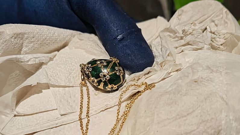 A photo provided by New Zealand police of a Fabergé pendant they say was recovered from a man accused of swallowing it days earlier. Photograph: AP