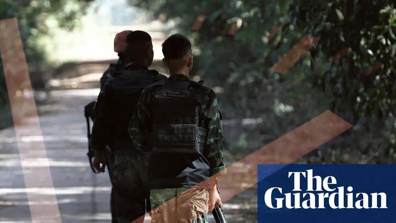 Thai soldiers patrol near Prasat Ta Khwai ancient stone castle during clashes between Thai and Cambodian troops in Phanom Dong Rak district, Surin province, Thailand. In 30 seconds explainer