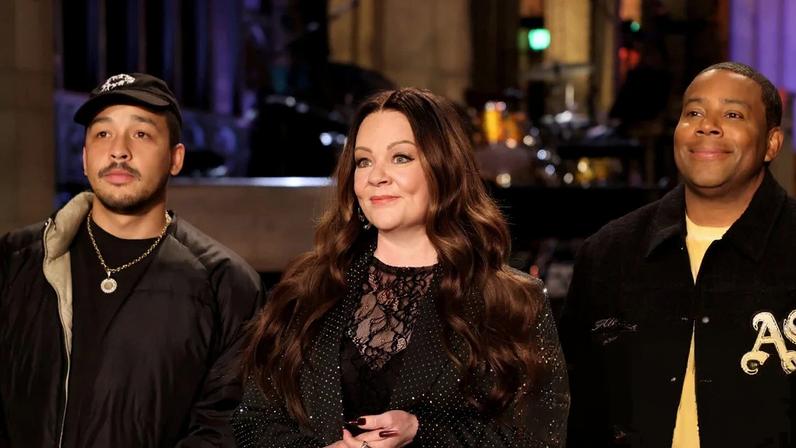 Dijon, Melissa McCarthy and Kenan Thompson. Photograph: NBC/Rosalind O'Connor/Getty Images