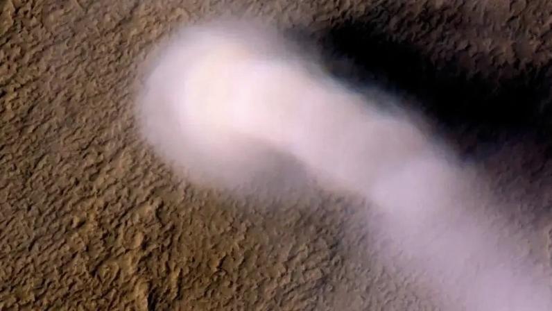 Uma tempestade de areia marciana. (NASA/JPL/Caltech/Universidade do Arizona/Reprodução)
