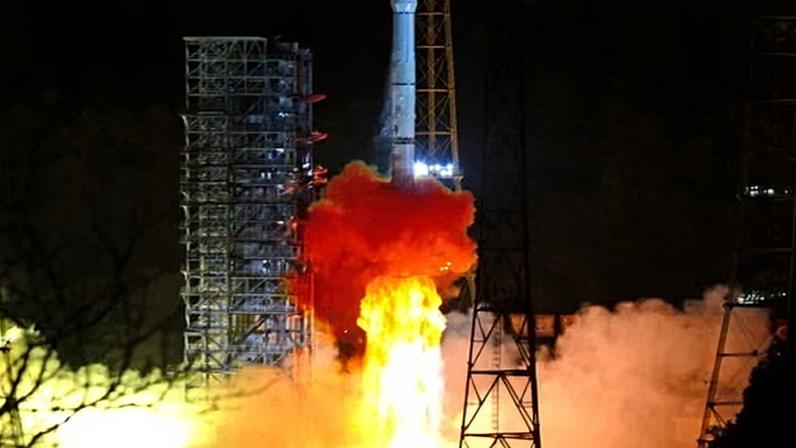 A rocket carrying the Chang'e 4 lunar probe takes off from the Xichang Satellite Launch Center in China in 2018.