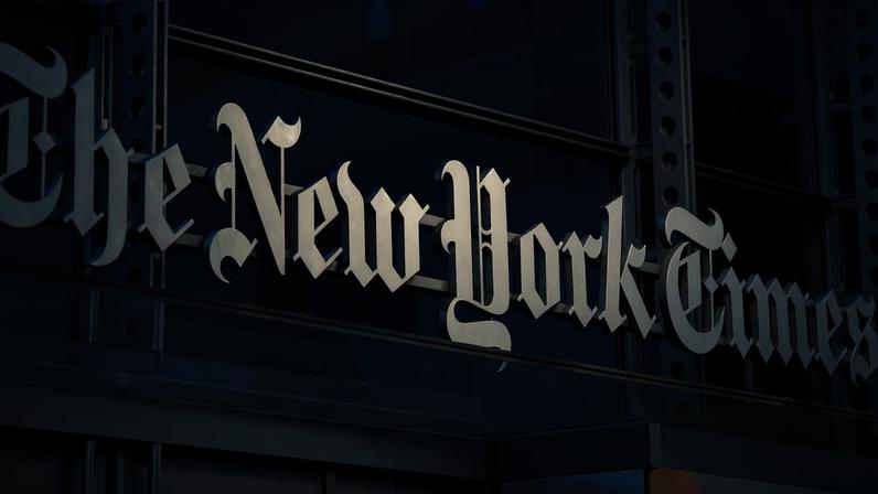 The New York Times building on 3 August 2020. Photograph: Shannon Stapleton/Reuters