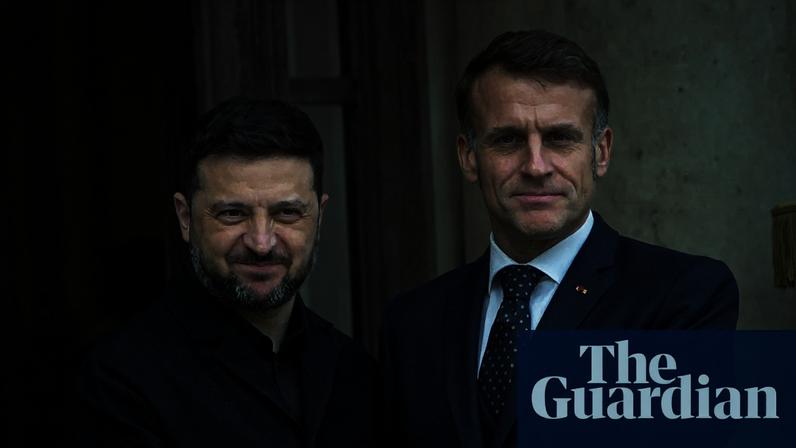 The French president described the current tense phase of the negotiations as harbouring ‘a big danger’ for Ukraine’s embattled president Volodymyr Zelenskyy. Photograph: Remon Haazen/Getty Images