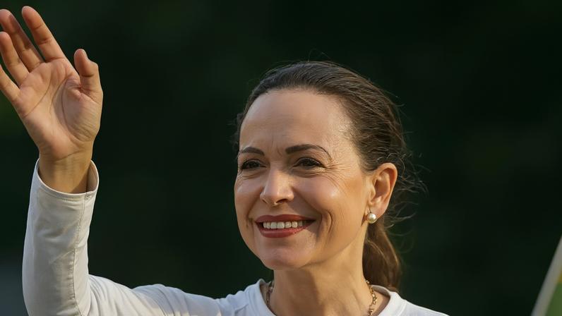 María Corina Machado at a rally in Puerto La Cruz, Venezuela, in July 2024. She last appeared in public on 9 January.