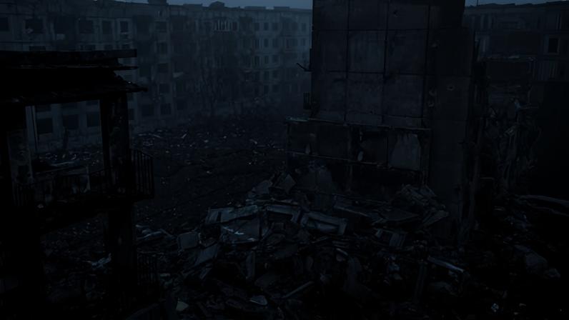 Destroyed residential buildings in the frontline town of Kostyantynivka in eastern Ukraine’s Donetsk region amid the war with Russia.
