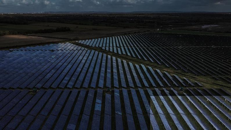 The Shotwick solar energy park in Deeside, Wales. Britain is suffering from an energy gridlock of “zombie” projects forcing ready-to-go proposals face a 15-year wait to plug into Britain’s transmission lines.