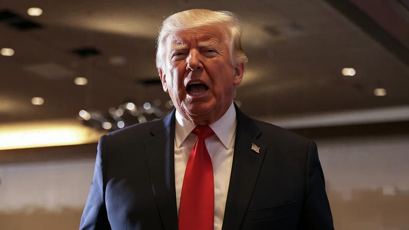 Trump departs from the stage after delivering remarks during an event in Mount Pocono, Pennsylvania.